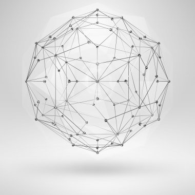 Tel kafes çokgen öğe. ince çizgiler ile soyut geometrik 3d nesne