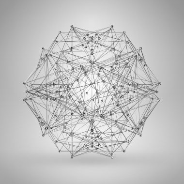 Tel kafes çokgen öğe. ince çizgiler ile soyut geometrik 3d nesne
