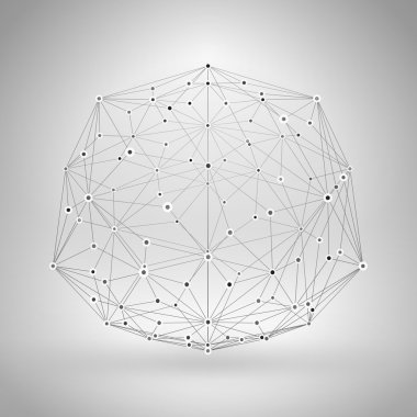 Tel kafes çokgen öğe. ince çizgiler ile soyut geometrik 3d nesne