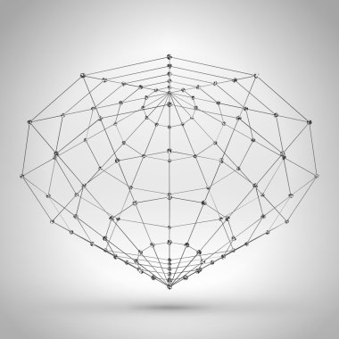 Tel kafes çokgen öğe. ince çizgiler ile soyut geometrik 3d nesne