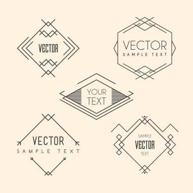en az satır sanat geometrik vintage etiket kümesi. vektör çizim