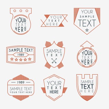 dizi hipster vintage etiketleri, Logotype, rozetleri. ince çizgi tasarım şablonu