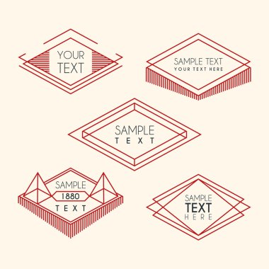 Hat sanatı geometrik vintage etiket kümesi. vektör çizim