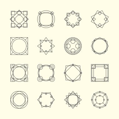 en az geometrik vintage çerçeve kümesi. vektör çizim