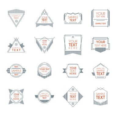 hipster vintage etiket veya rozetleri kümesi. ince çizgi tasarım şablonu