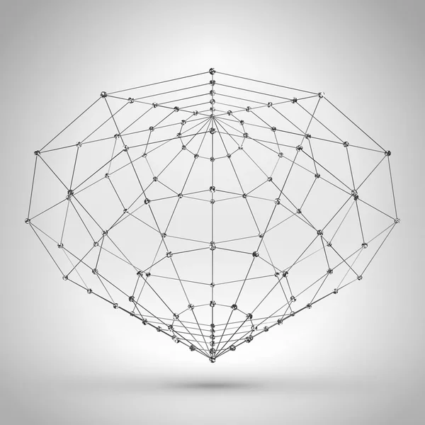 Wireframe veelhoekige element. abstracte geometrische 3D-object met dunne lijnen — Stockvector