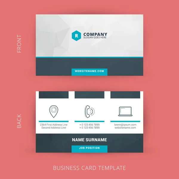 ベクトル現代の創造的できれいな名刺テンプレート。平面設計 — ストックベクタ