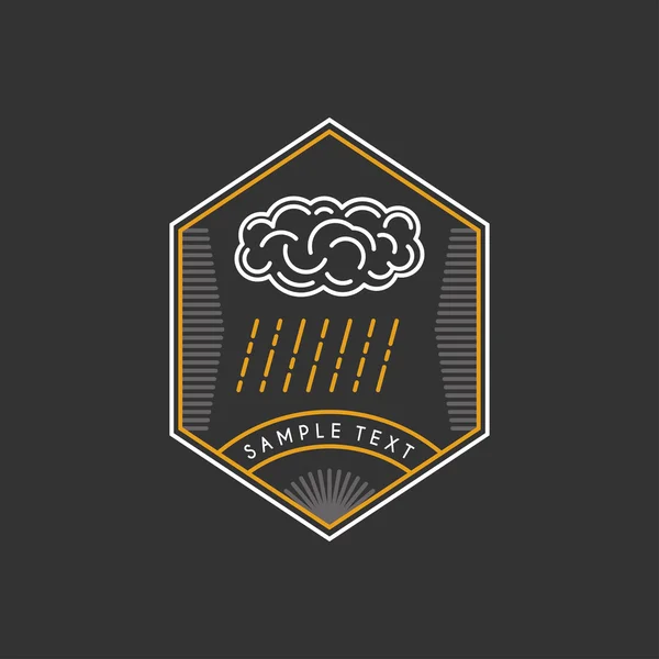 Linea Art Logo Template con Cloud e Pioggia. Progettazione grafica a linea sottile — Vettoriale Stock