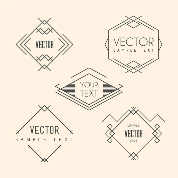 Set of Minimal Line Art Geometric Vintage Labels. Vector Illustration — Stock Vector