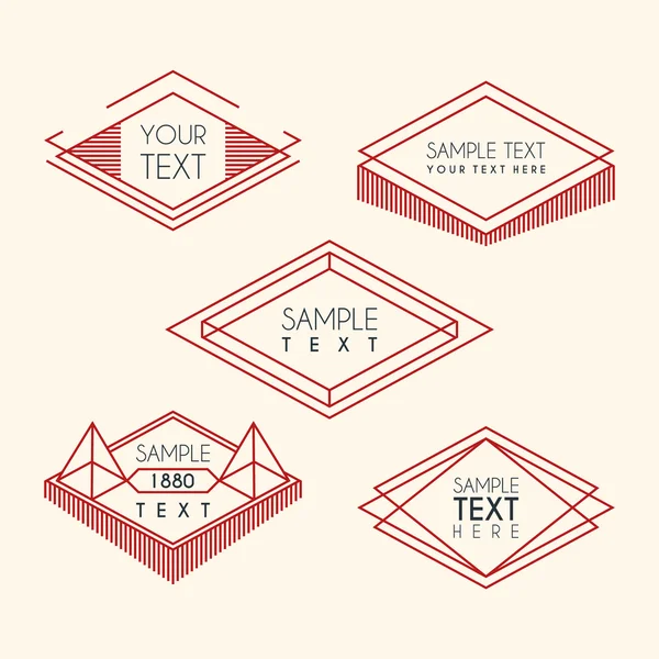 Set de Etiquetas Geométricas Vintage Line Art. Ilustración vectorial — Archivo Imágenes Vectoriales