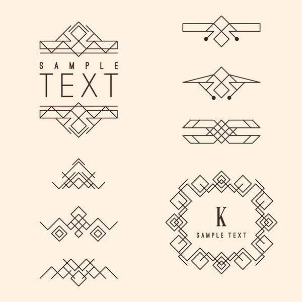 Set of Line Art Geometric Vintage Labels. Vector Illustration — Stock Vector