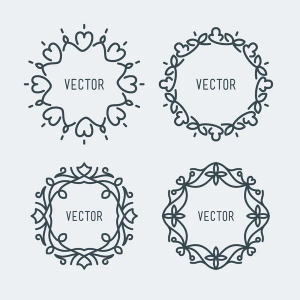 Vektorblumenrahmen. Design-Vorlage für Mono-Linien — Stockvektor