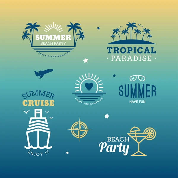 Conjunto de elementos de design vetorial. Retro Summer Holidays Etiquetas Vintage — Vetor de Stock