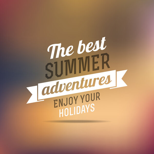 Retro summer vintage label on colorful background. Tropical paradise, beach vacation, adventure and travel