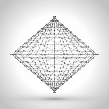 Tel kafes çokgen öğe. ince çizgiler ile soyut geometrik 3d nesne
