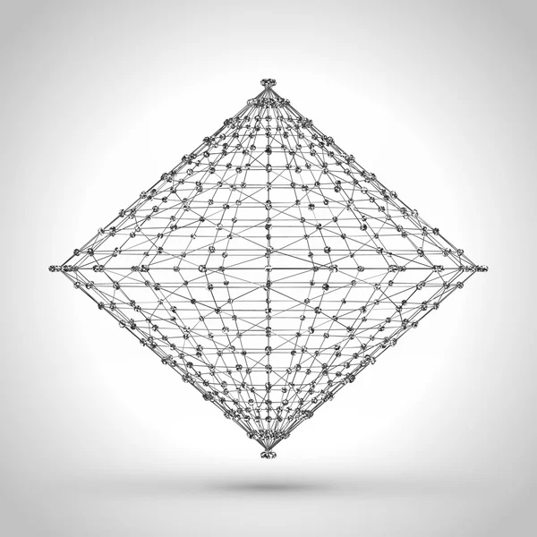 Drahtgestell polygonales Element. abstraktes geometrisches 3D-Objekt mit dünnen Linien — Stockvektor