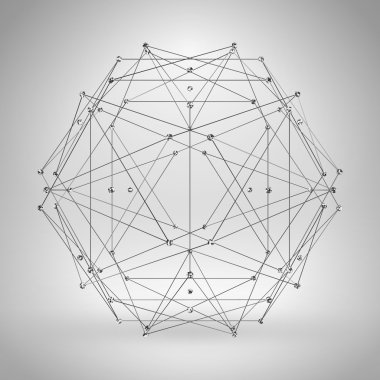 Tel kafes çokgen öğe. ince çizgiler ile soyut geometrik 3d nesne