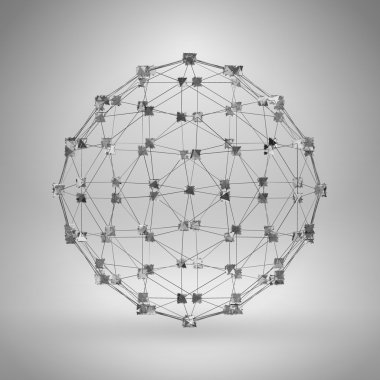 3D Sphere with Thin Lines. Vector Wireframe Polygonal Element