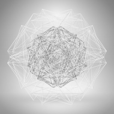 Tel kafes çokgen öğe. ince çizgiler ile soyut geometrik 3d nesne
