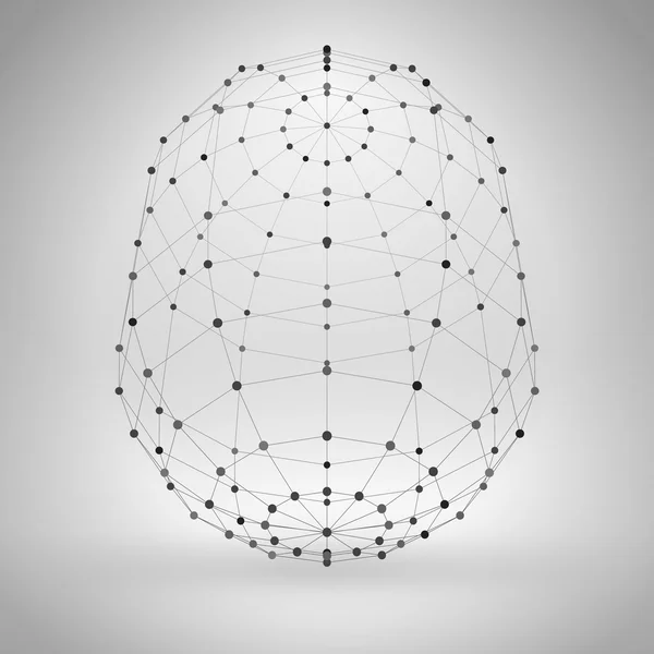 Elemento poligonal Wireframe. Objeto 3D geométrico abstrato com linhas finas — Vetor de Stock