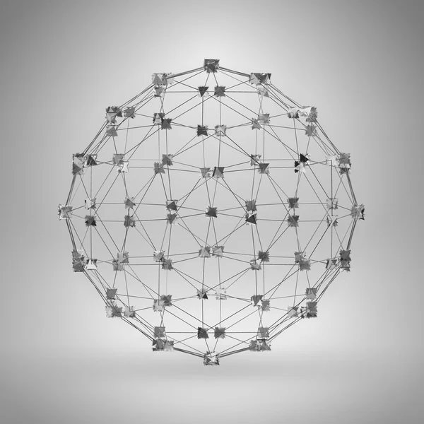 3D Sphere with Thin Lines. Vector Wireframe Polygonal Element — Stockový vektor