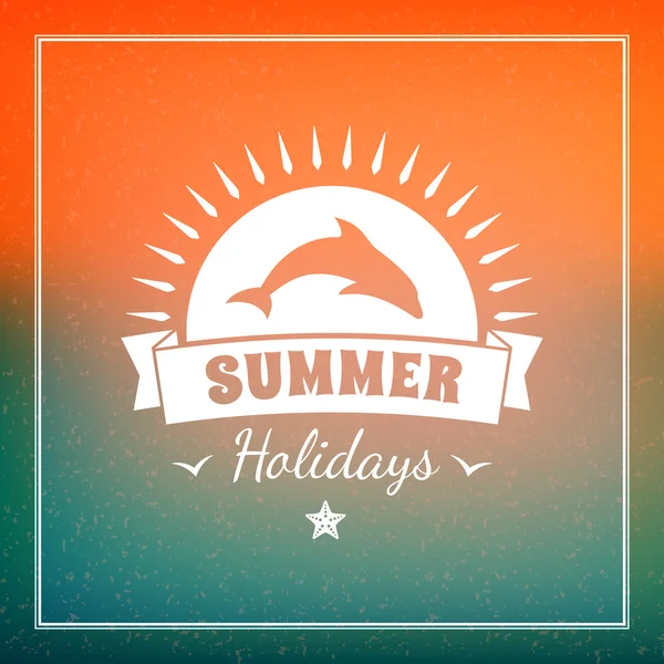Retro zomer vakantie hipster etiket. vector designelementen op coloful zomer achtergrond — Stockvector