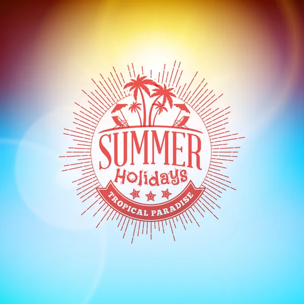 stock vector Retro Summer Holidays Hipster Label. Vector Design Elements on Coloful Summer Background