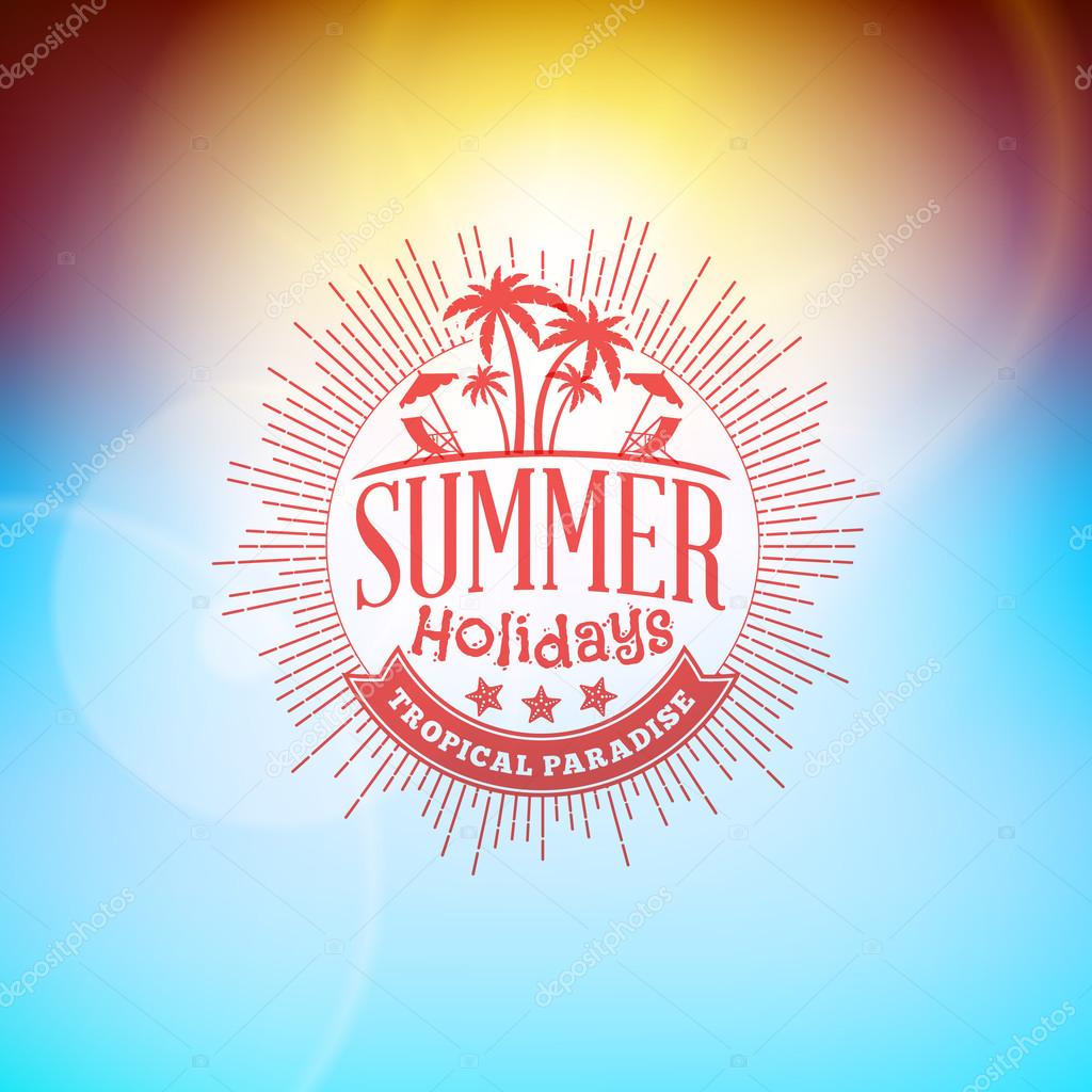 Retro Summer Holidays Hipster Label. Vector Design Elements on Coloful Summer Background