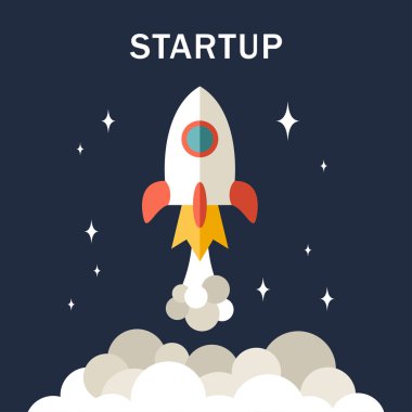 Düz roket simgesi. Başlangıç kavramı. Uygulama simgesi