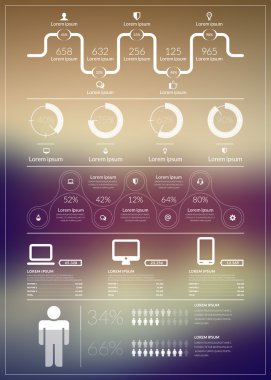 Flat style vector infographics and design elements for brochures, flyers and websites. Blurred background