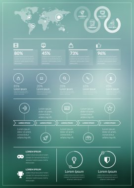 Flat style vector infographics and design elements for brochures, flyers and websites. Blurred background