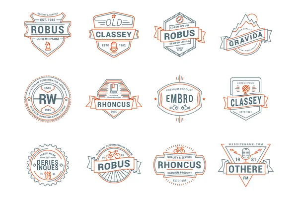Set of Hipster Vintage Labels, Logotypes, Badges. Thin Line Design Templates — Stock Vector