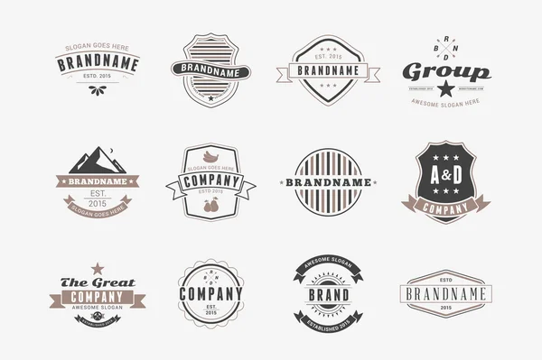 Набір Hipster Vintage етикетки, логотипи, емблеми. Шаблони оформлення тонка лінія — стоковий вектор