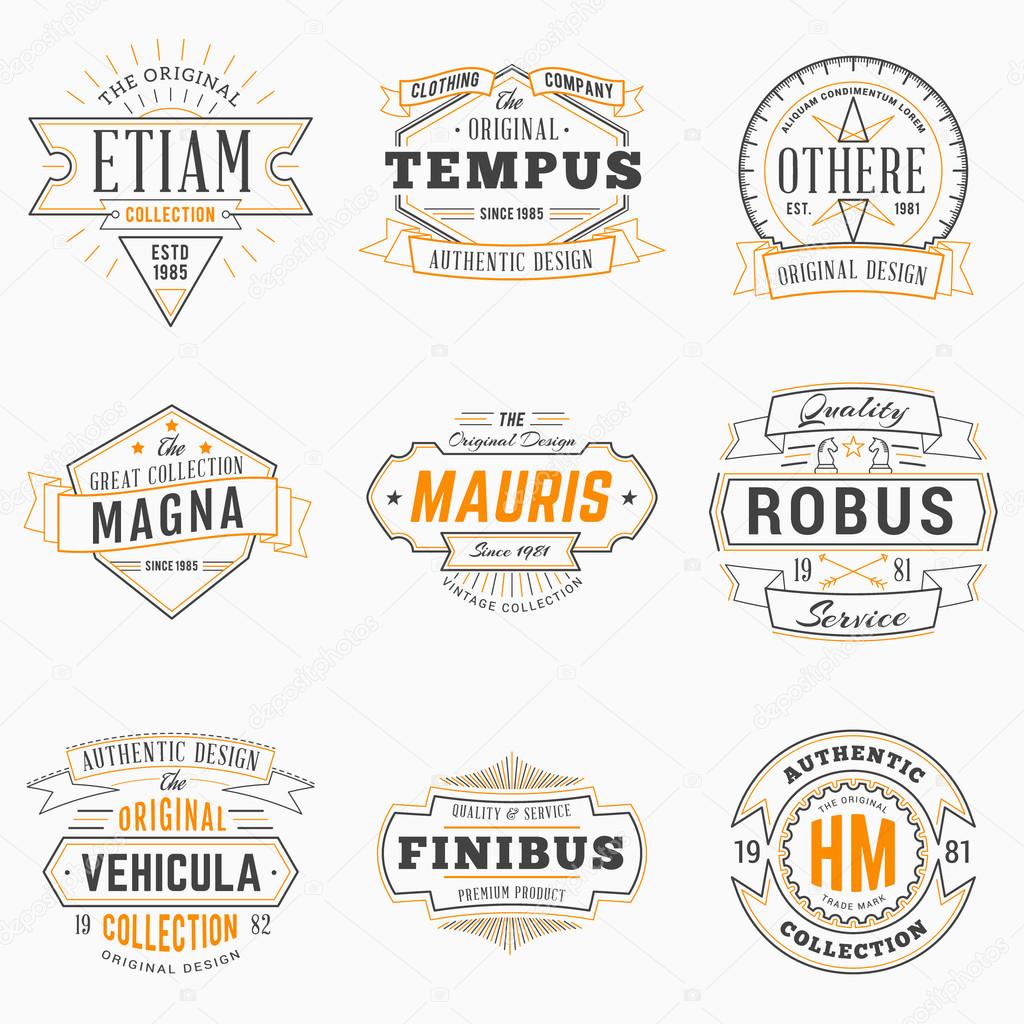 Set of Hipster Vintage Labels, Logotypes, Badges. Thin Line Design Templates