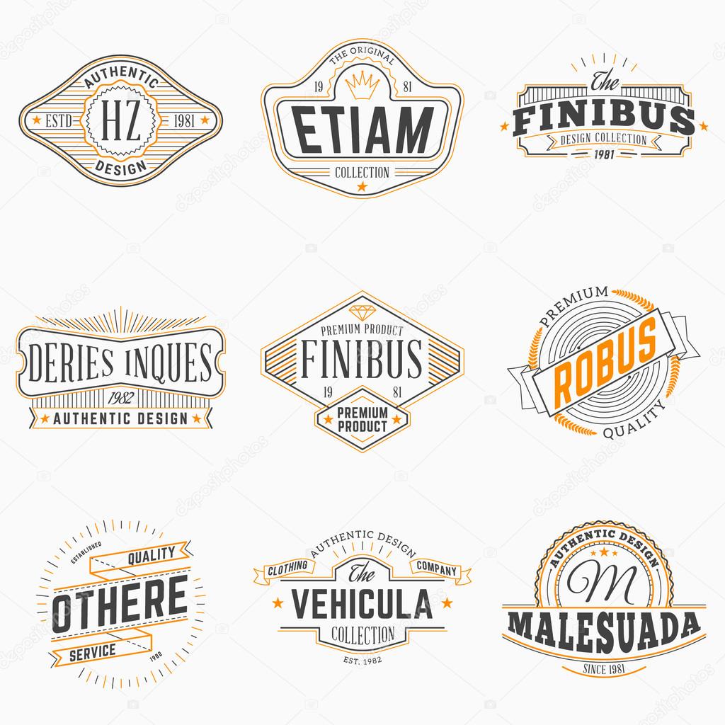 Set of Hipster Vintage Labels, Logotypes, Badges. Thin Line Design Templates