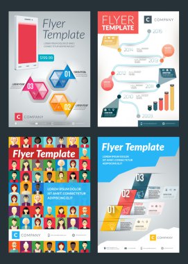 Set of Abstract Vector Business Flyer Brochure Design Templates