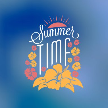 Vintage Hipster yaz tatilleri etiket veya rozeti. Vektör tasarım öğesi Coloful yaz zemin üzerine