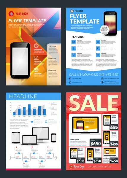 Set of Abstract Vector Business Flyer Brochure Design Templates — Διανυσματικό Αρχείο