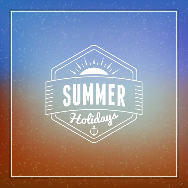 Étiquette ou insigne Vintage Hipster Summer Holidays. Élément de conception vectorielle sur fond d'été coloré — Image vectorielle