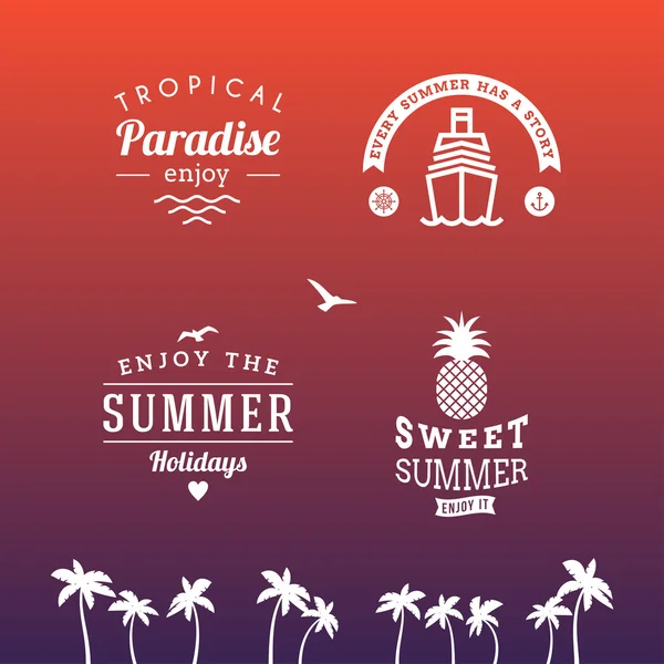 Conjunto de feriados de verão Hipster Vintage Labels ou emblemas. Elementos de Design de Vetor — Vetor de Stock