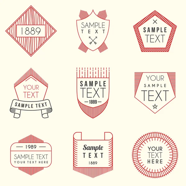 Set of Minimal Line Art Geometric Vintage Labels. Vector Illustration — Stock Vector