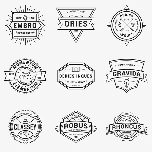 Conjunto de Logotipos Hipster de Línea Delgada o Insignias — Archivo Imágenes Vectoriales