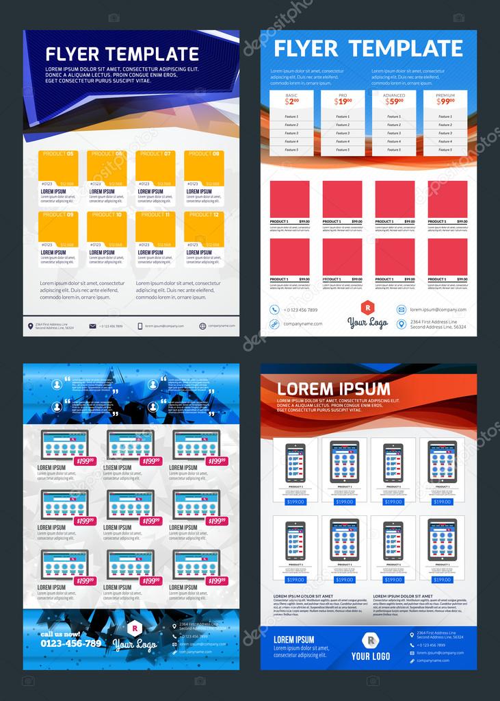 Set of Abstract Vector Business Flyer Brochure Design Templates