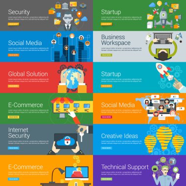 Flat Design Concept. Set of Vector Illustrations for Web Banners