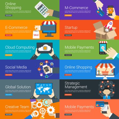 Flat Design Concept. Set of Vector Illustrations for Web Banners