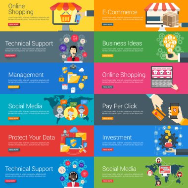 Flat Design Concept. Set of Vector Illustrations for Web Banners