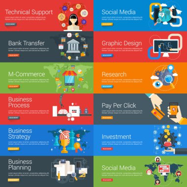 Flat Design Concept. Set of Vector Illustrations for Web Banners