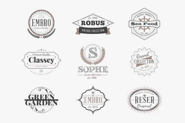 Conjunto de Emblemas Hipster Retro, Etiquetas, Logotipos. Modelos de design de vetores — Vetor de Stock