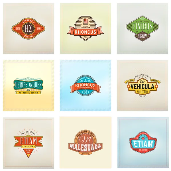 Set of Hipster Retro Badges, Labels, Logotypes. Vector Design Templates — Stock Vector