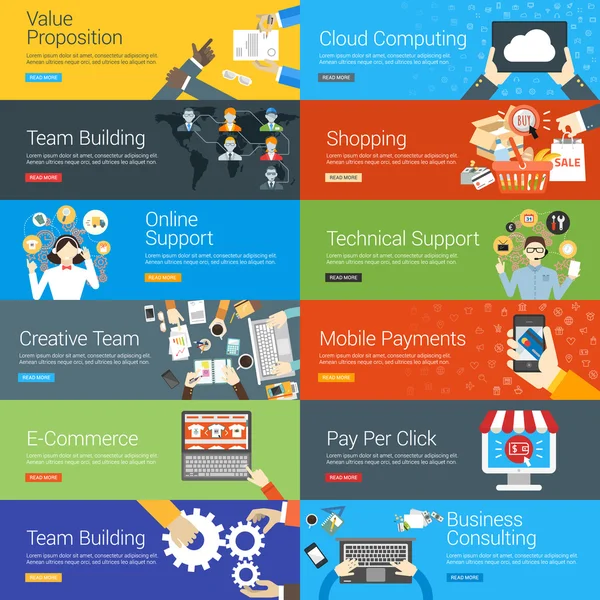 Flat Design Concept. Set of Vector Illustrations for Web Banners